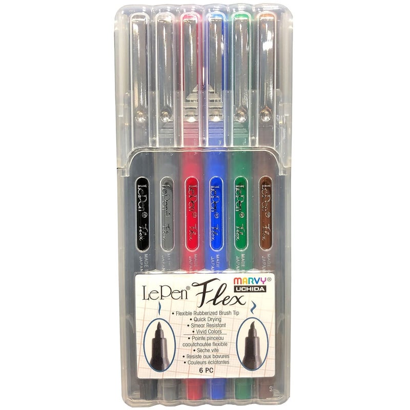 uchida LePen Flex Set of 6 Primary Color Pens (4800-6A) - Image 1